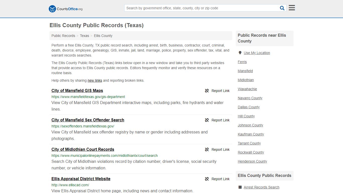 Public Records - Ellis County, TX (Business, Criminal, GIS ...
