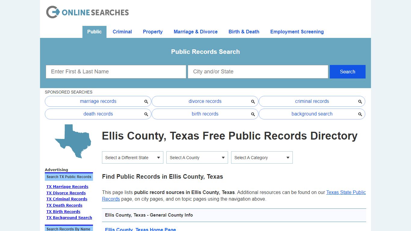 Ellis County, Texas Public Records Directory